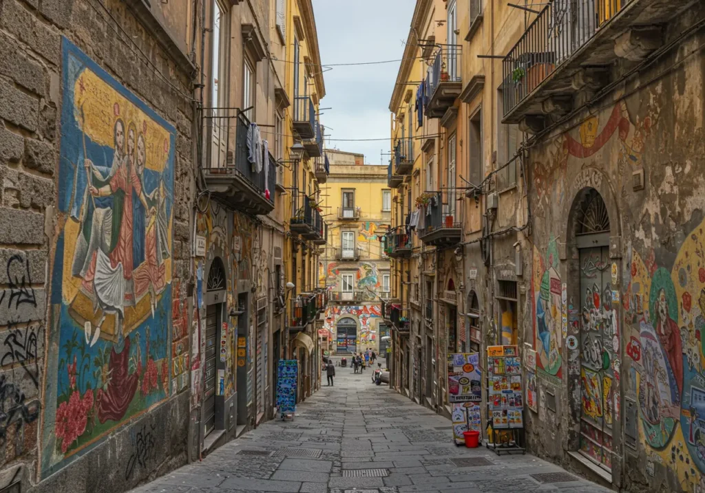 Colourful Street with Art & Old Walls