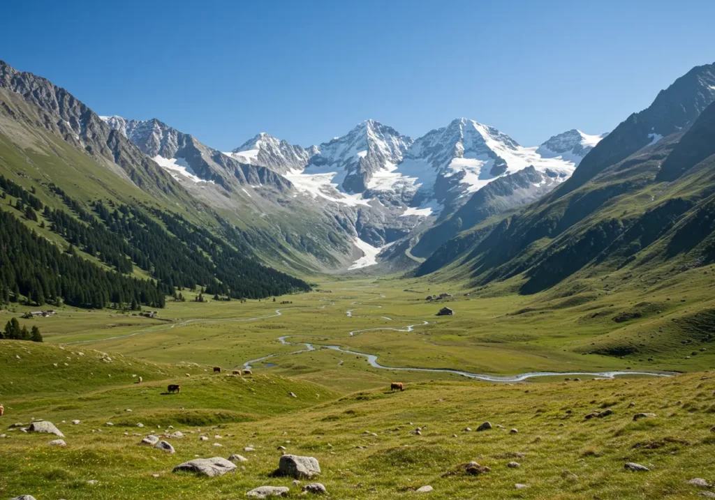 Snow-Capped Peaks from Valnontey