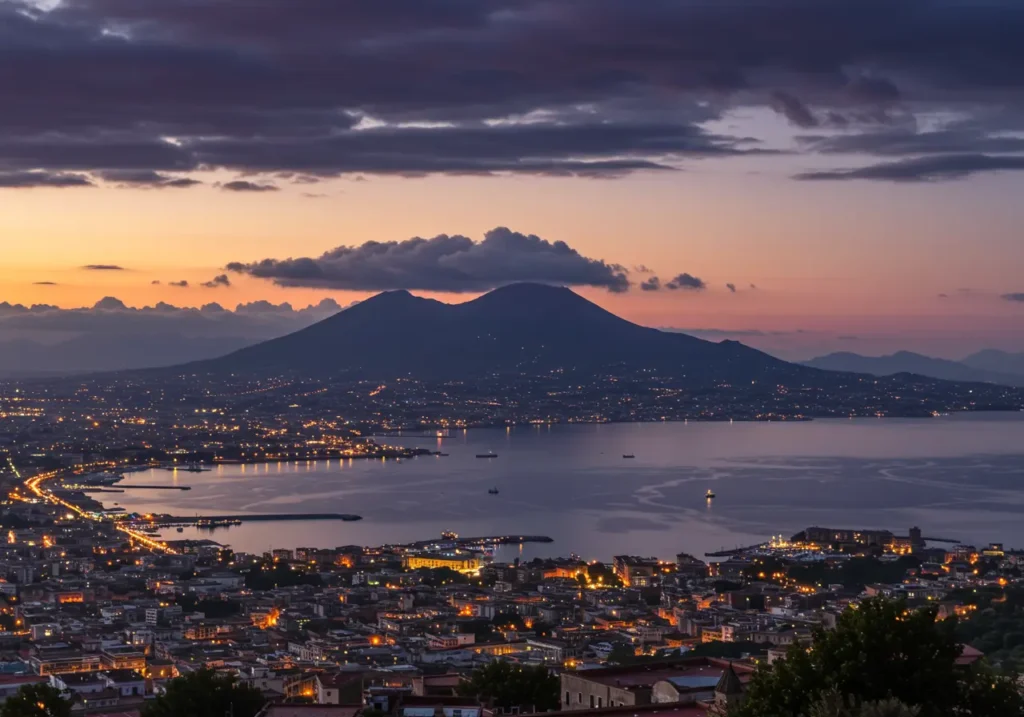 Vesuvius at Sunset from a Distance