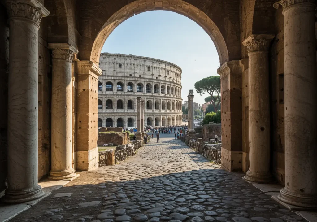 View of the Colosseum from the Forum's edge