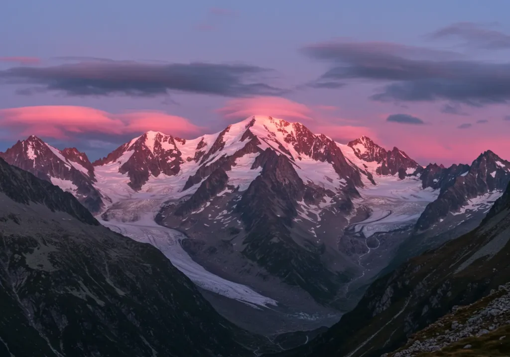Monte Rosa Massif at Sunset