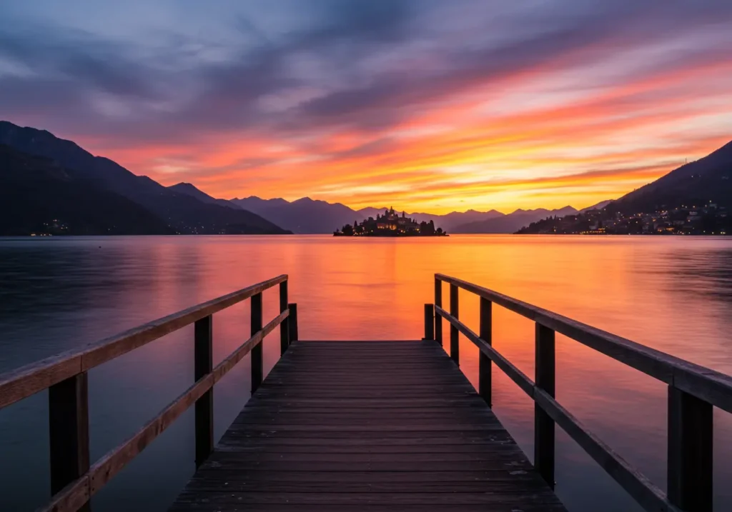 Sunset from the Dock in Orta San Giulio