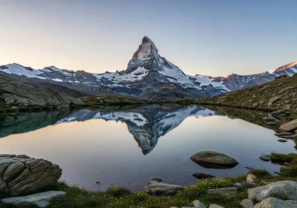 Cervino Mirrored in the Stellisee Lake