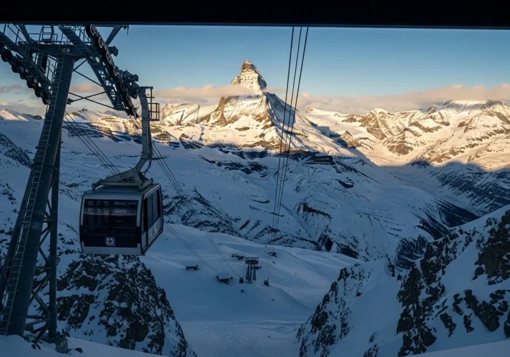 Aerial View from the Plateau Rosa Cable Car