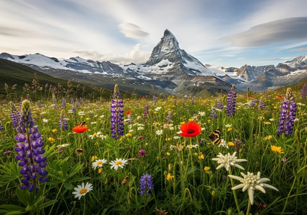 Summer Alpine Meadow with Cervino Backdrop
