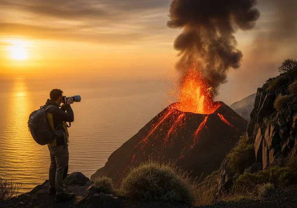 12. Capture Epic Sunset and Eruption Photography from Safe Vantage Points