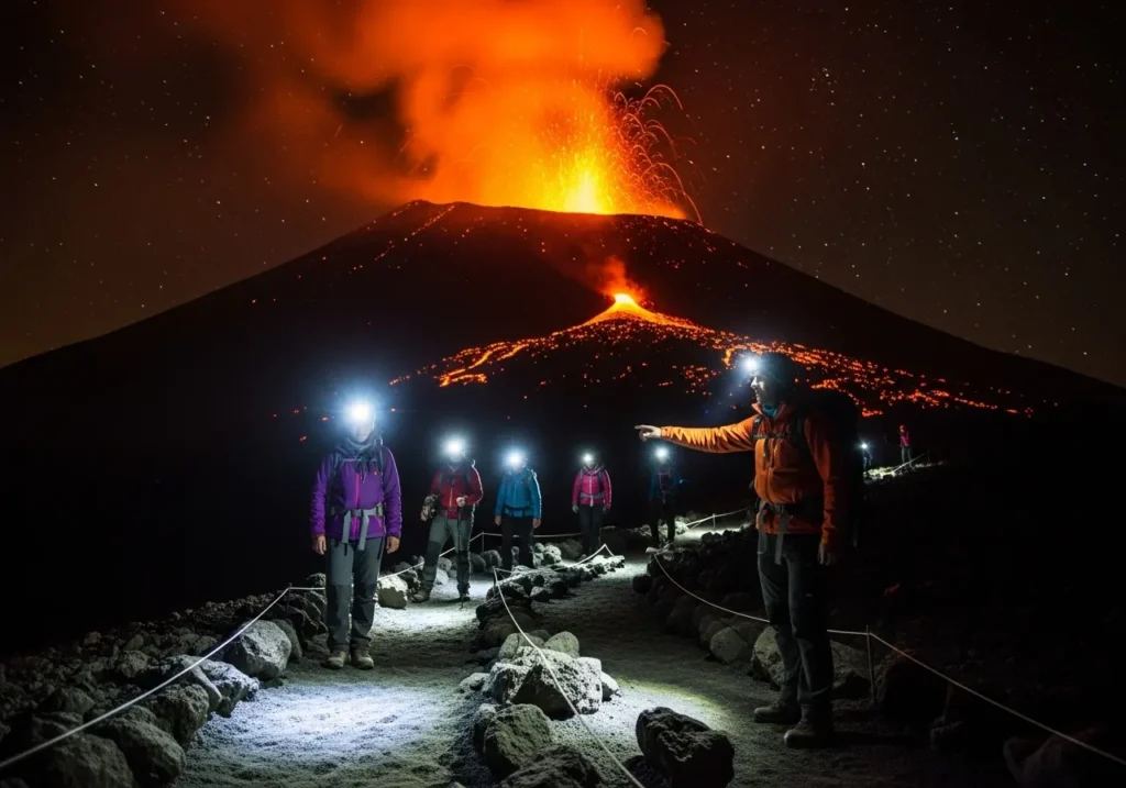 2. Take a Guided Night Tour to Witness Glowing Lava Safely