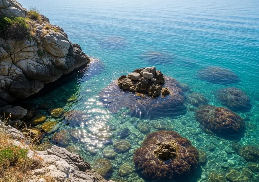 7. Swim in the Calm, Clear Waters by the Rocky Shore